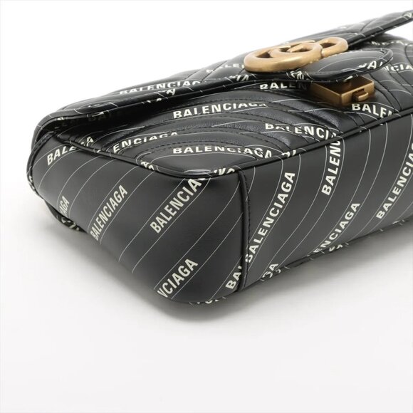 Gucci x Balenciaga GG Marmont Leather Chain Shoulder Bag – Black - Picture 4 of 9